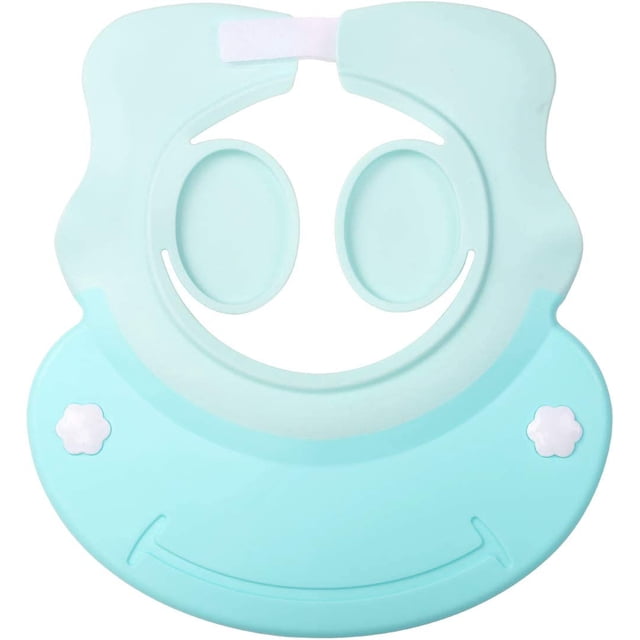 Baby Shower Hat,Baby Shower Visor Bath Adjustable Child Swim Cap Shower Children's Ear Protection Eyes Anti Shampoo Blue