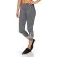 thumbnail image 1 of Reebok Women's High Waisted Capri Workout Leggings - Cropped Performance Compression Gym Tights - Light High Rise Charcoal Heather Grey, Large, 1 of 4