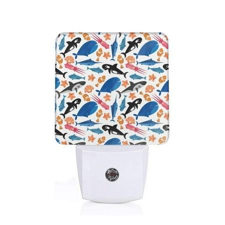 

Sigee Cute Sea Animals for Night Lights Plug into Wall Dusk to Dawn Sensor Warm White Led Night Light 0.5W for Kid Hallway
