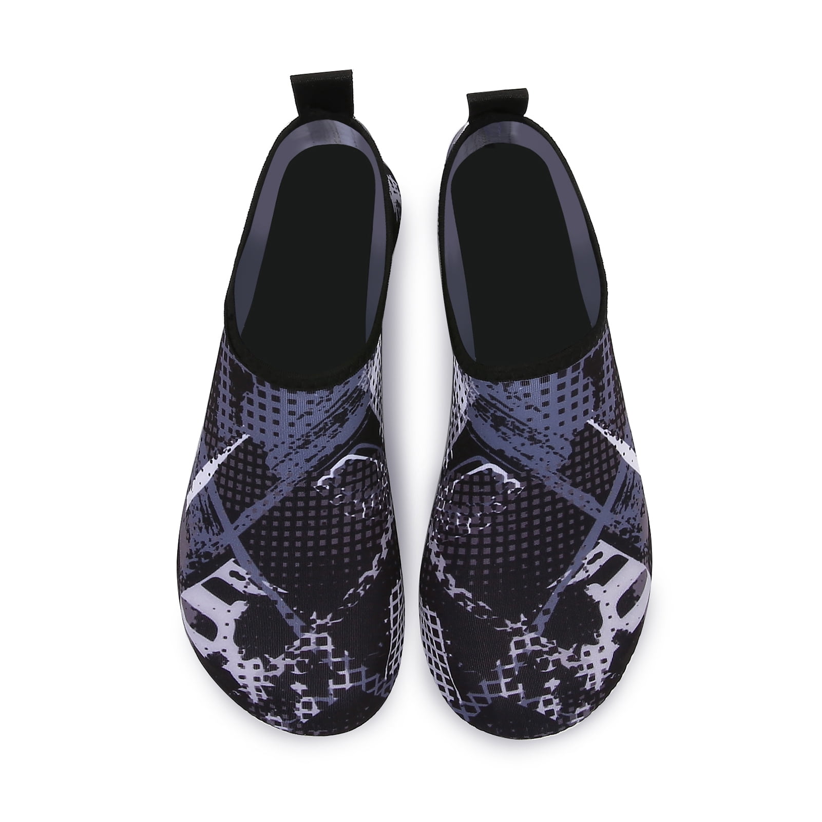 Men and Women a Slip On Barefoot Quick-Dry Beach Aqua Yoga Water Shoes (Monochrome Square/Black, 13-14 Women/10.5-11 Men)