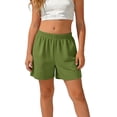 thumbnail image 2 of Girls Active Shorts Elastic Waistband Plain Shorts (Green 6-7Years), 2 of 9