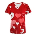 thumbnail image 4 of TIMIFIS Hauts de Soins Infirmiers Rouges pour Femmes Uniforme de Travail de la Saint-Valentin Manches Courtes Col en V Blouse de Travail T-shirt avec Poches-Rouge Imprimé, 4 of 5