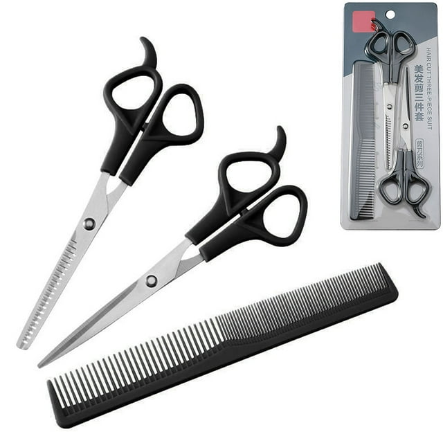 Haircut Scissors, Stainless Steel Stylish PP Handle Comb Thinning Shears Portable for Home for Hairdresser