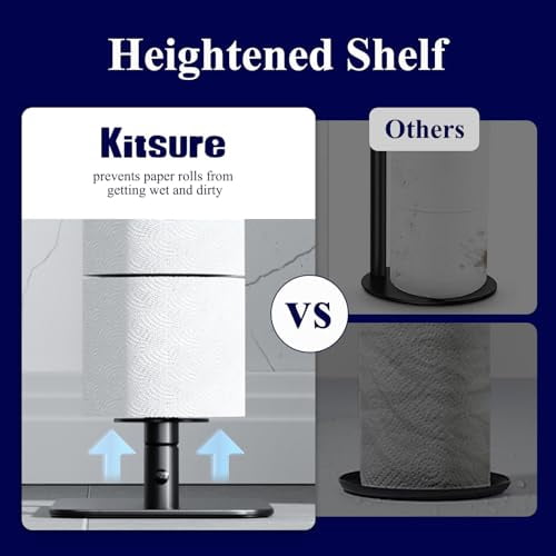 Freestanding Toilet Paper Holder with Large Capacity for 4 Rolls, Rustproof and Stable Base with Non-Slip Design, Medium Size in Black Finish