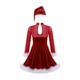 thumbnail image 2 of ZDHoor Girls Miss Santa Costume Christmas Theme Party Velvet Long Sleeve Pompoms Dress Red-C 14, 2 of 7