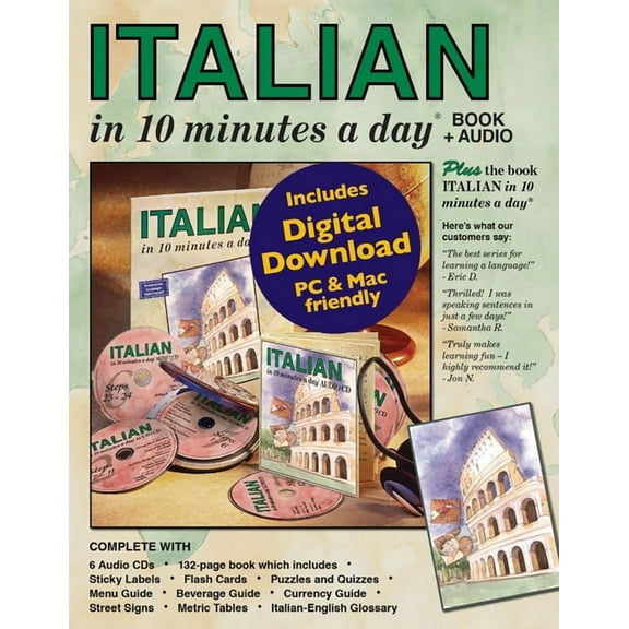 10 Minutes a Day Italian in 10 Minutes a Day Book Audio: Language Course for Beginning and Advanced Study. Includes Workbook, Flash Car, (Paperback)