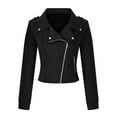 thumbnail image 5 of Dezsed Womens Faux Leather Zip Up Moto Biker Jacket Fashion Casual Women Solid Color Long Sleeve Cardigan Short Zipper Top Jacket Coat Outwear Black XXL, 5 of 9