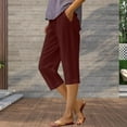 thumbnail image 4 of Capri Pants for Women 2025 Solid Color Lightweight Straight Leg Casual Loose Capris with Pockets Womens Cropped Pants, 4 of 5