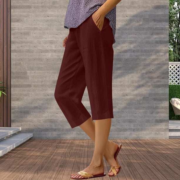 WILLBEST Pantalones Casuales para Mujer: Pantalones Holgados y Cortos de Color Liso para Un Estilo y Comodidad Diarios. Mediana