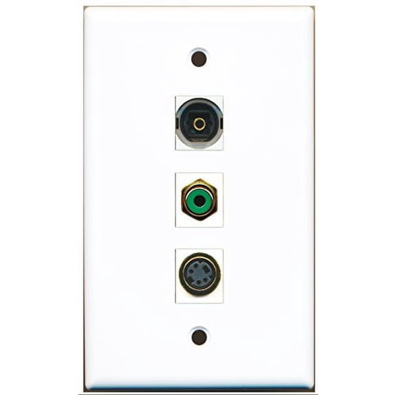 RiteAV - 1 Port RCA Green and 1 Port S-Video and 1 Port Toslink Wall Plate