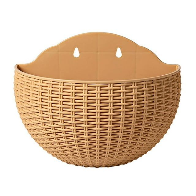 Plant Flower Pot Wall Planter Flowerpot Gift Imitation Rattan Planters Balcony Hanging Indoor Outdoor Semicircular Vase
