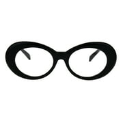 SA106 Womens Oval Round Plastic Retro Vintage 20s Mod Eye Glasses Black