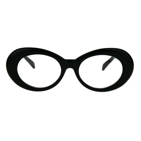 Womens Oval Round Plastic Retro Vintage 20s Mod Eye Glasses Black