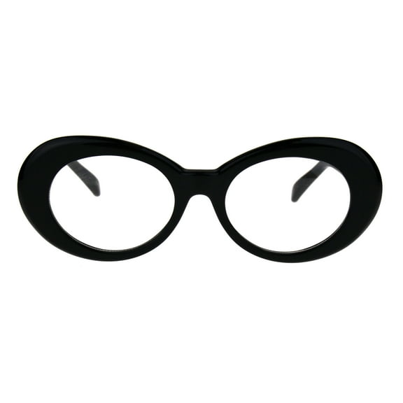 Womens Oval Round Plastic Retro Vintage 20s Mod Eye Glasses Black