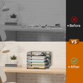 thumbnail image 3 of INTIGE 5 Tier Desk File Organizer with Handle and Pen Holders, Metal Paper Organizer for Office Supplies, Black, 1 Piece, 3 of 6