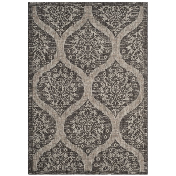 Safavieh Courtyard Tayler Geometric Indoor/Outdoor Area Rug, Black/Gray, 5'3" x 7'7"