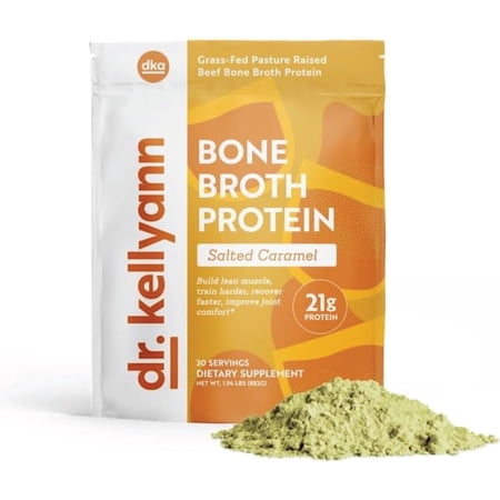 Dr. Kellyann Bone Broth Protein Salted Caramel, 21g Collagen Protein, Grass Fed Bone Broth, Beauty Supplement, Muscle Recovery, Healthy Joints, Digestive Health, Sugar Free, Non-GMO