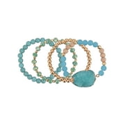 The Pioneer Woman - Women's Jewelry, Soft Gold-tone Bracelet Set with Resin Druzy and Semi-Precious Beads