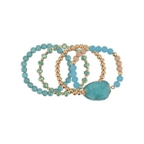 The Pioneer Woman - Women's Jewelry, Soft Gold-tone Bracelet Set with Resin Druzy and Semi-Precious Beads