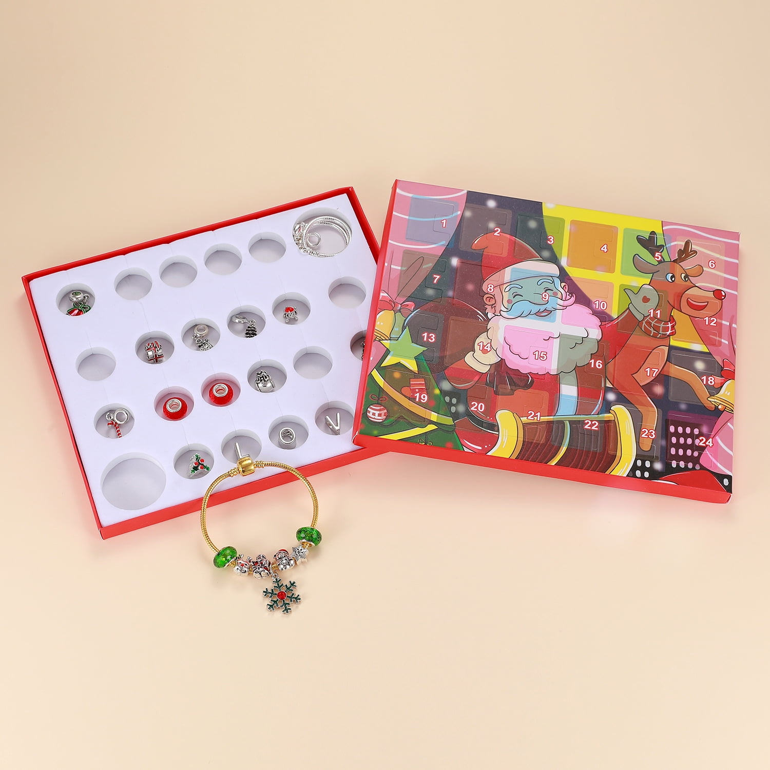 24 Days Christmas Advent Calendar Jewelry Blind Box Xmas Gift Christmas  Countdown Calendars DIY Bracelets Making Kit For Girls - AliExpress