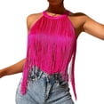 thumbnail image 2 of Tank Tops For Women Tassel Trim Sleeveless Neck Bodysuit Top Camisole Tops For Women, 2 of 4