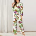 thumbnail image 3 of Bingfone Womens Pajama Sets Birds And Flowers Print,Long Sleeve Loungewear Pajamas Set-Small, 3 of 9