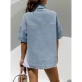 thumbnail image 7 of EMMIOL Women's Oversized Distressed Denim Shirt Long Sleeve Button Down Jean Jacket Fall Casual Outfits 2026, 7 of 7