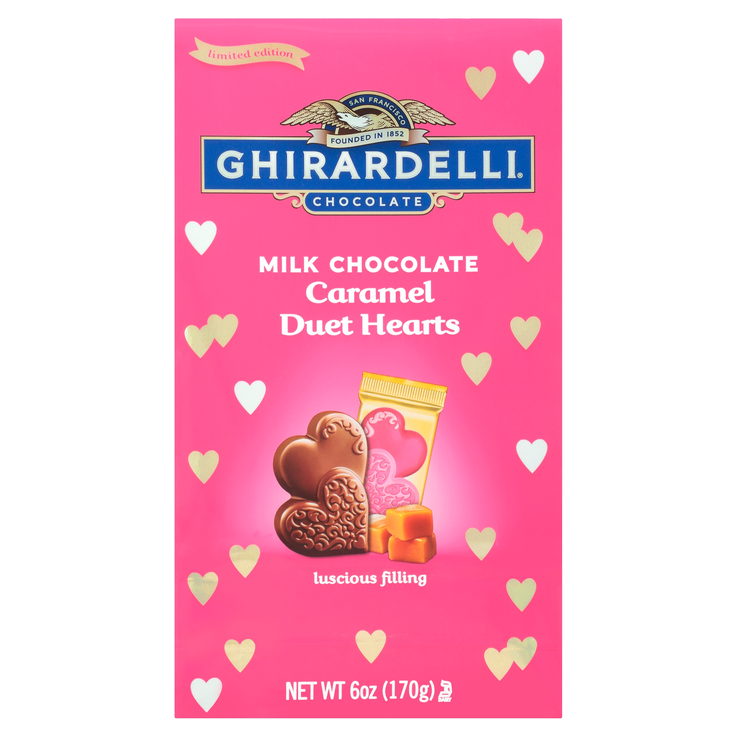 Ghirardelli Chocolate Caramel Duet Hearts Milk Chocolate Limited