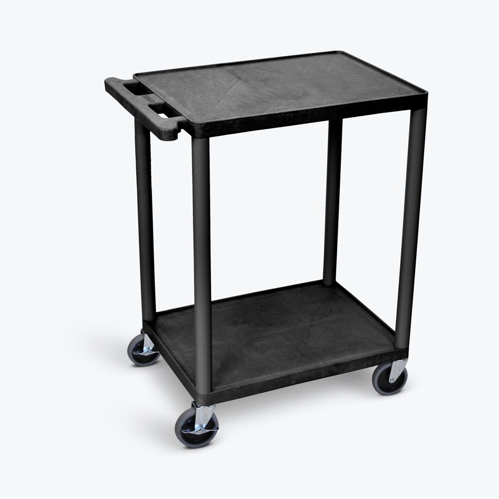 Luxor 300 lb. 24" x 18" 2Shelf Black Utility Cart