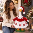 thumbnail image 7 of Cute Snowflake 23 inch Porch Goose Outfit Set Red Velvet Top White Skirt for Lawn Goose Statues Christmas Winter Patio Yard Decor, 7 of 7