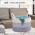 thumbnail image 3 of Canasta Extra Grande de Cuerda de Algodon 83L, Cesto para Ropa Sucia con Asas, Cajas de Almacenamiento, Cesto Organizador de Juguetes, para Organizar y Guardar Ropa o Juguetes para Niños, 55 x 35 CM, 3 of 7