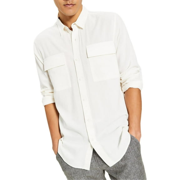 Sun Stone Mens Textured Collared Button-Down Shirt