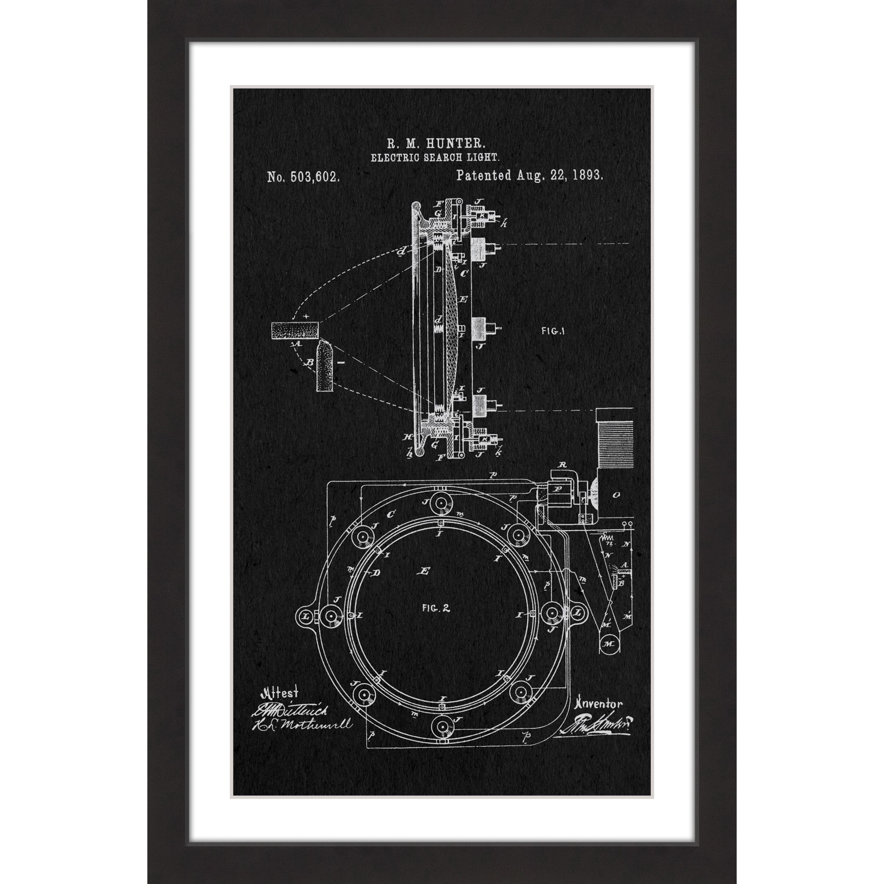 "Searchlight 1893 Black Paper" Framed Painting Print
