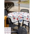 thumbnail image 5 of Outdoor Tablecloth with Umbrella Hole for Patio/Picnic/Party/Camping, Independence Day Waterproof Table Cloth Square Cover Washable, 4th of July Red Blue Strip Love Leaves (54"x 54"), 5 of 8
