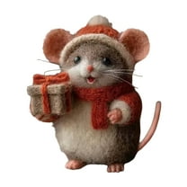 Cute Felt Mouse Ornaments, Adorable Handmade Mouse Decorations, Animal Figurine Home Decor Gifts for Shelf, Desk, and Nursery,C