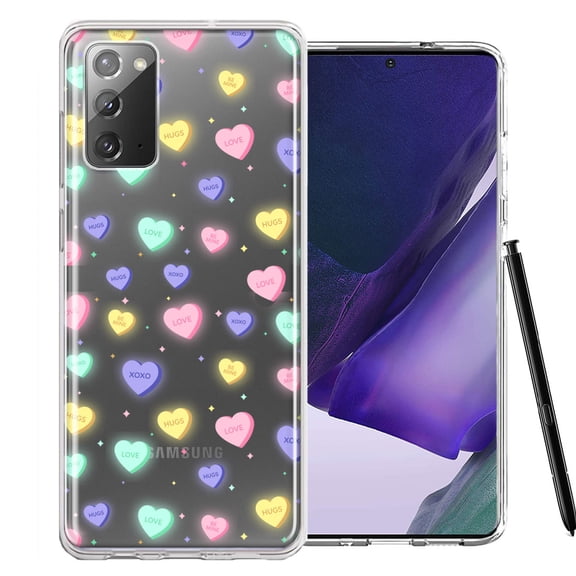 MUNDAZE For Samsung Galaxy Note 20 Valentine's Day Heart Candies Polkadots Design Double Layer Phone Case Cover
