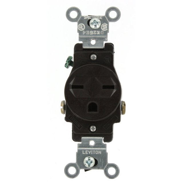 Leviton 5029 15 Amp 250 V cuerpo estrecho receptáculo único S 1 unidad (paquete de 1) marrón tostado