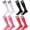pink,red,white,black, variant on Hengguang 4 Pairs Kids Soccer Socks, Over Knee Kids Football Socks, Breathable Long Football Sports Socks for Kids Boys Girls Youth Junior Running, Training, Rugby, Hockey