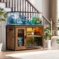 thumbnail image 5 of Homieasy Heavy Duty 55-75 Gallon Aquarium Stand with Power Outlets, LED Light & Storage Cabinet - Reversible Metal Fish Tank Stand, 880LBS Capacity, Rustic Brown, 5 of 7