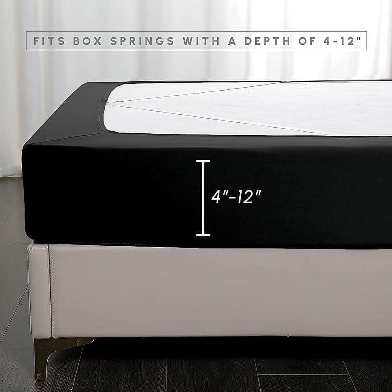 Elegant Comfort Box Spring Cover - Stretchy 4-Way Elastic Jersey Knit Alternative to Bed Skirt, Ultra Soft and Wrinkle-Free, King, Black