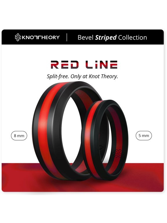 Bright Red Stripe Silicone Ring For Men and Women 5mm Bandwidth
