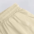 thumbnail image 6 of HKYNLAG Women's Bermuda Shorts Knee Length Elastic Waist Drawstring Linen Lightweight Summer Long Shorts with Pockets Beige 2XL, 6 of 7