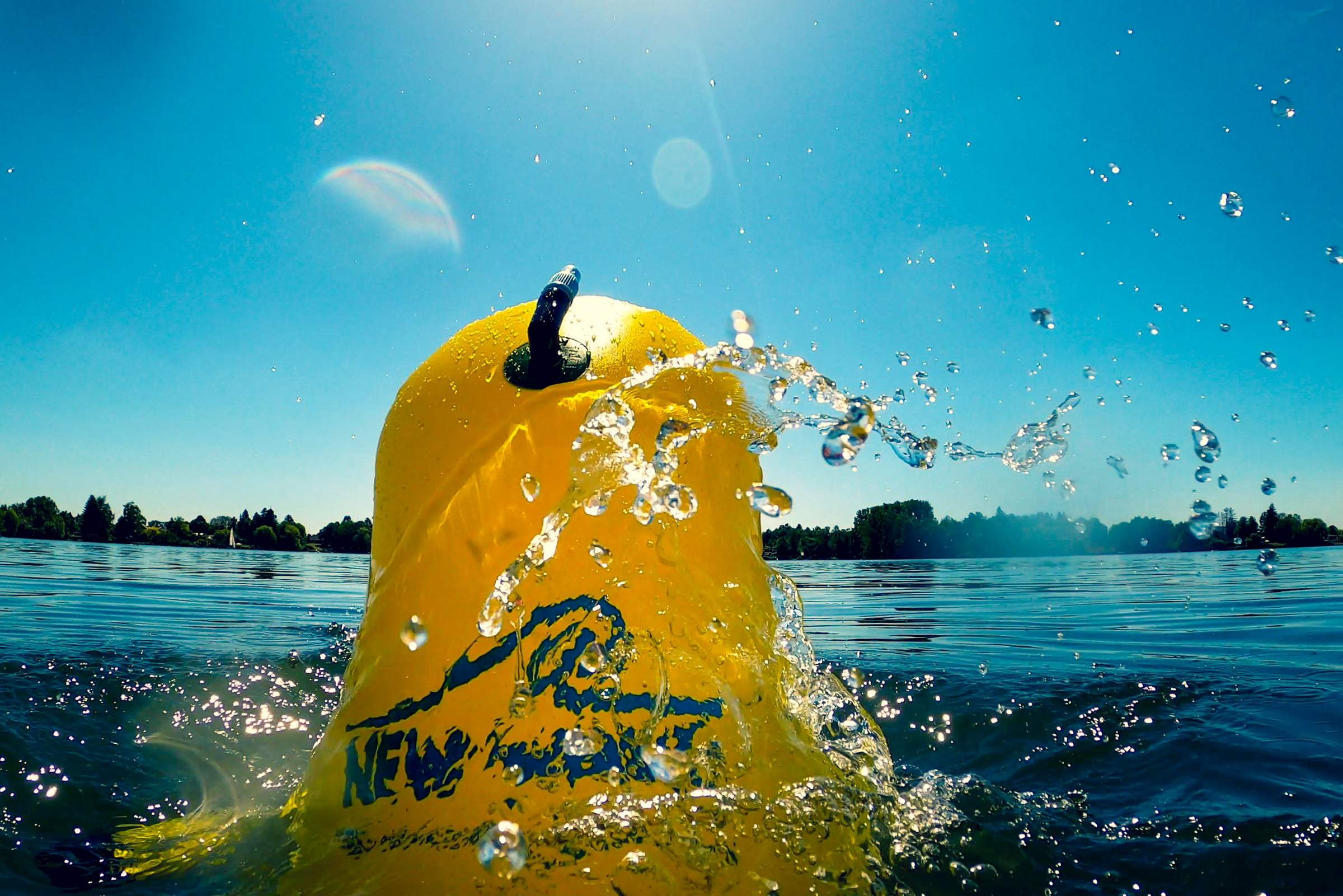 New Wave Swim Buoy Bubble for Open Water Swimmers and Triathletes, Yellow