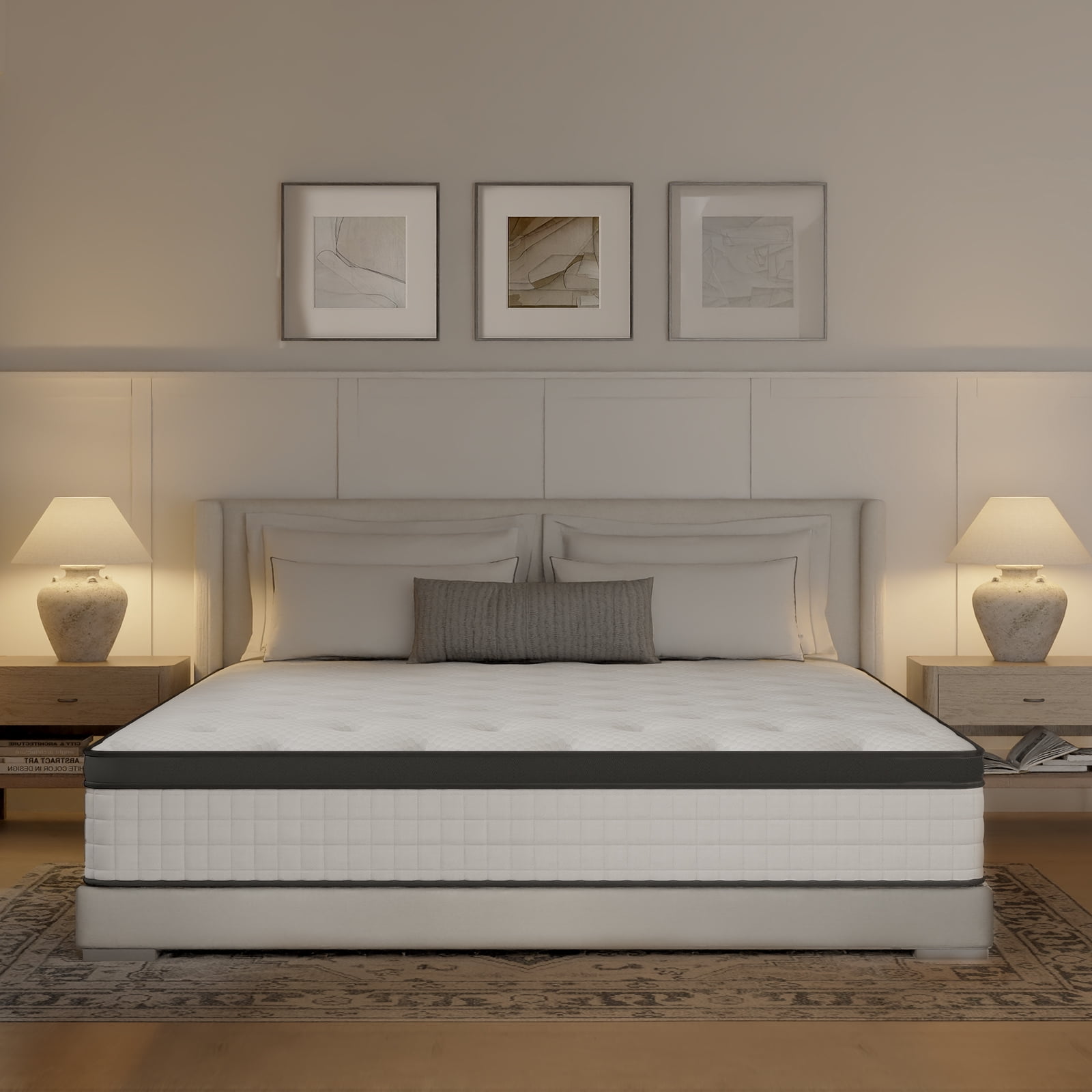 Evitormill 12" King Size Hybrid Spring Boxed Mattress - Medium Firm Memory Foam