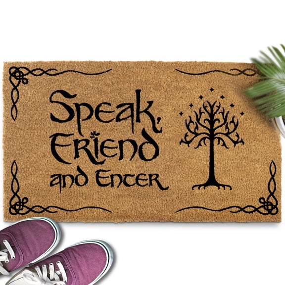 MAINEVENT  Speak Friend and Enter Doormat 30x17 Inch, Geeky Outdoor Welcome Mat for Outside