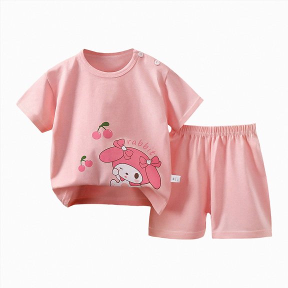 Newborn Baby Girls Boys Shorts Set Clothes 2pcs Cute Print Short Sleeve T-Shirt Tee Casual Cotton Shorts Outfit with Pockets Kaprioy Infant Girl Clothes