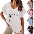thumbnail image 5 of WREESH Women's Cotton Linen V-Neck T-Shirt Casual Short Sleeve Graphic Tee with Batwing Sleeves Khaki, 5 of 5