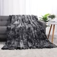 thumbnail image 4 of Unique Bargains Faux Fur Shaggy Sherpa Throw Blanket, 50" x 60", Black, 4 of 8