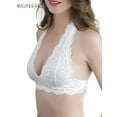 thumbnail image 4 of BadPiggies Womens Floral Lace Halter Bra Bralette Top Underwear Sexy Deep V Bustier Bralette Unpadded Wirefree Lingerie (S, White), 4 of 8