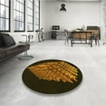 thumbnail image 4 of Ahgly Company Machine Washable Indoor Round Transitional Black Brown Area Rugs, 4' Round, 4 of 7